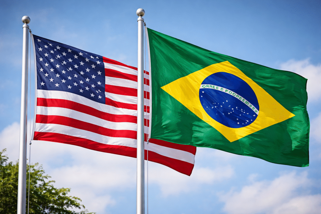 bandeiras dos EUA e do Brasil